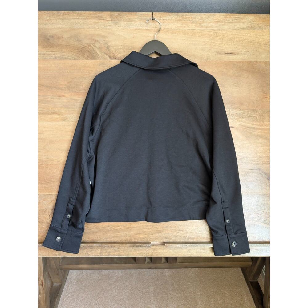 Athleta Allure Shirt Jacket Womens Large Black Crop Long Sleeve Button Front NWT - Picture 2 of 4